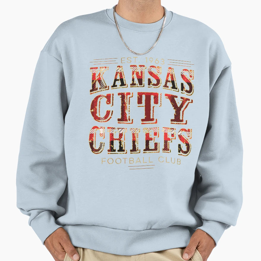 Kc Chiefs Plaid Artwork Sweatshirt - Novelty Apparel Unisex - T-Shirt, Sweatshirt, Hoodie