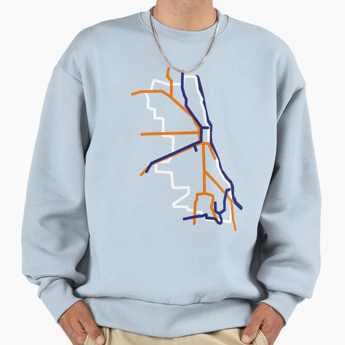 Chicago Map Abstract Bears Colors Sweatshirt - Aesthetic Graphic for Adults - T-Shirt, Sweatshirt, Hoodie
