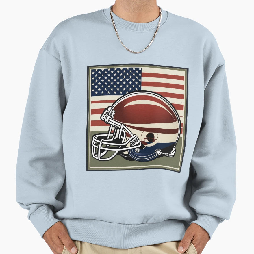 Usa American Football Flag Helmet Sweatshirt - Graphic Print for Adults - T-Shirt, Sweatshirt, Hoodie