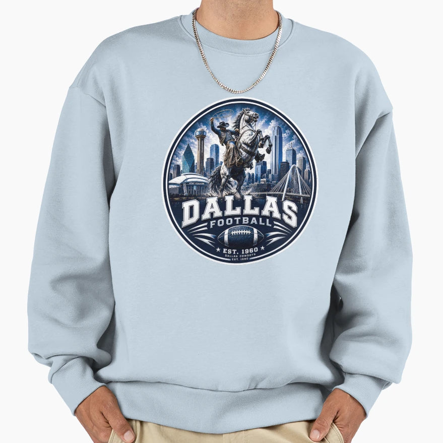 Dallas Football Cowboy Rider Skyline T-Shirt - Novelty Apparel Men Women - T-Shirt, Sweatshirt, Hoodie