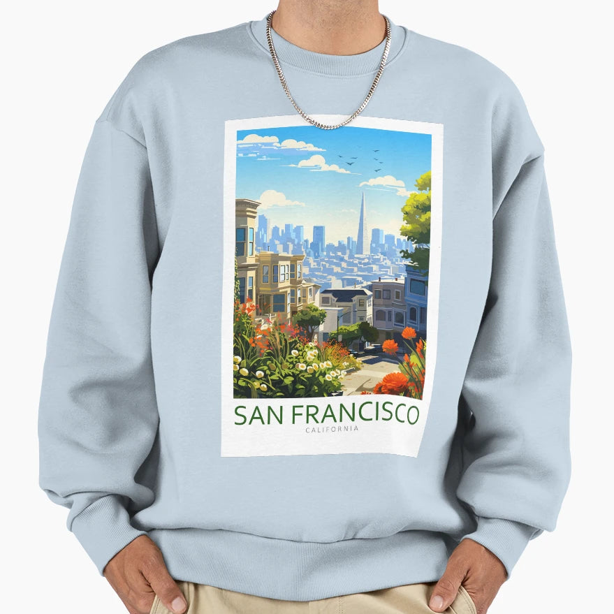 Minimalistic San Francisco California Sweatshirt - Trendy Graphic Men Women - T-Shirt, Sweatshirt, Hoodie