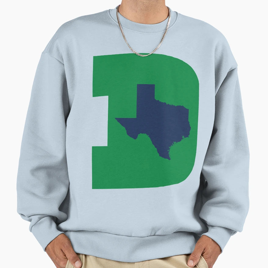 D Texas Green Blue Sweatshirt - Minimalist Print Unisex - T-Shirt, Sweatshirt, Hoodie