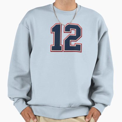 Number 12 New England Tom Patriots Sweatshirt - Minimalist Print Unisex - T-Shirt, Sweatshirt, Hoodie