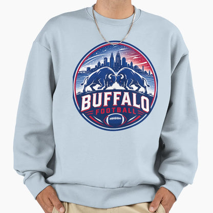 Buffalo Football City Skyline Sports Logo T-Shirt - Trendy Graphic Unisex - T-Shirt, Sweatshirt, Hoodie