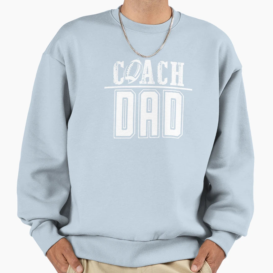 Coach Dad White Sweatshirt - Trendy Graphic Unisex - T-Shirt, Sweatshirt, Hoodie