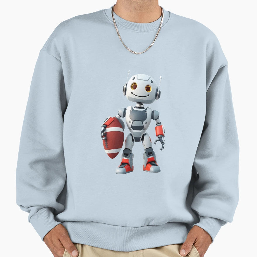 Smiling Robot Football Futuristic Ai Sweatshirt - Custom Art Print Unisex - T-Shirt, Sweatshirt, Hoodie