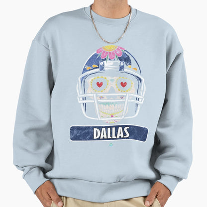 American Football Dallas Skull Sweatshirt - Minimalist Print for Adults - T-Shirt, Sweatshirt, Hoodie