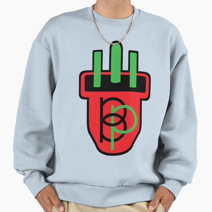 Black Power Plug 3 Prong Red Sweatshirt - Novelty Apparel for Adults - T-Shirt, Sweatshirt, Hoodie