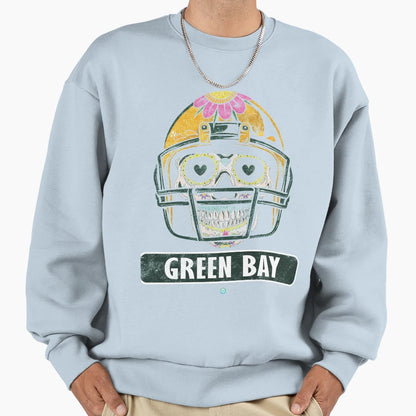 American Football Green Bay Skull Sweatshirt - Custom Art Print for Adults - T-Shirt, Sweatshirt, Hoodie