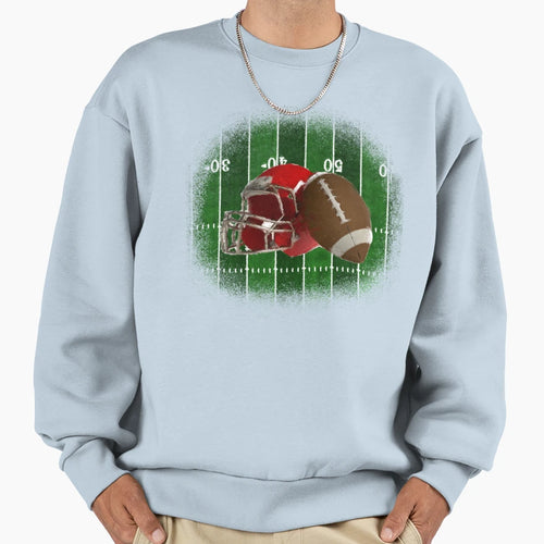 Football And Red Helmet Playing Field Sweatshirt - Trendy Graphic Men Women - T-Shirt, Sweatshirt, Hoodie