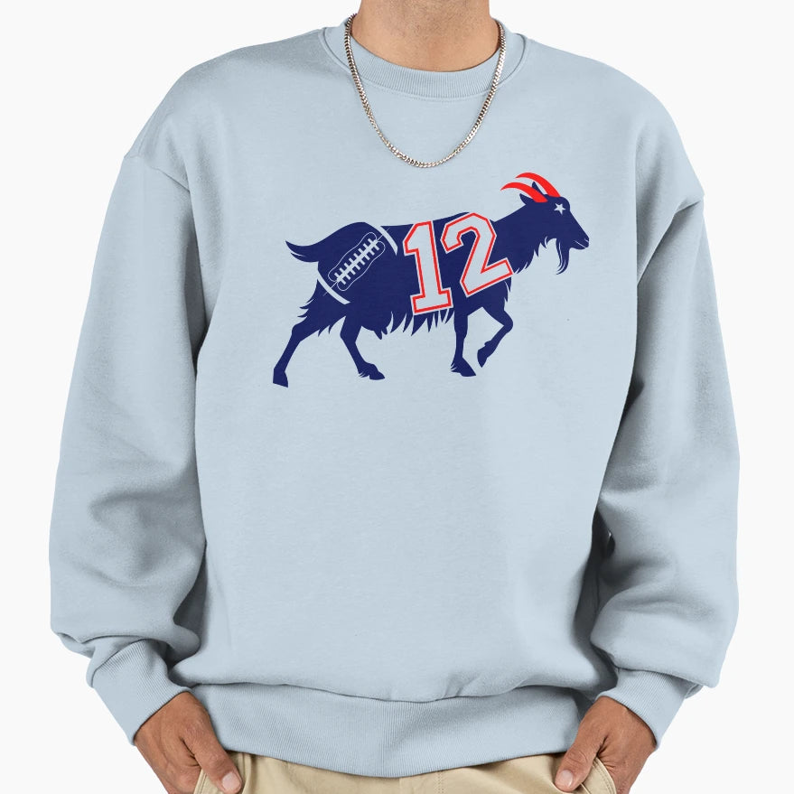 New England Football Goat 12 Sweatshirt - Novelty Apparel Men Women - T-Shirt, Sweatshirt, Hoodie
