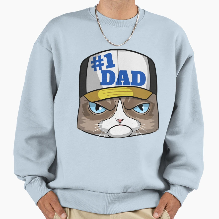 1 Cat Dad Fathers Day Sweatshirt - Aesthetic Graphic Unisex - T-Shirt, Sweatshirt, Hoodie