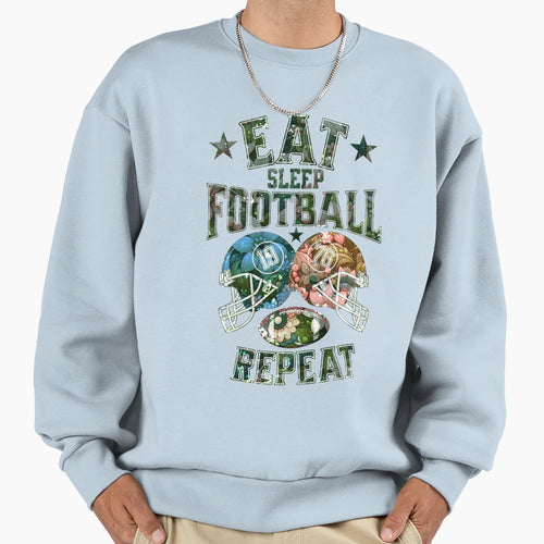 Eat Sleep Football Repeat Sweatshirt - Aesthetic Graphic Unisex - T-Shirt, Sweatshirt, Hoodie