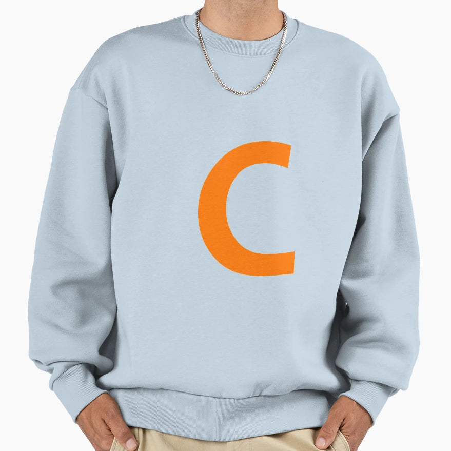 Orange Color Letter C Sweatshirt - Streetwear Style for Adults - T-Shirt, Sweatshirt, Hoodie