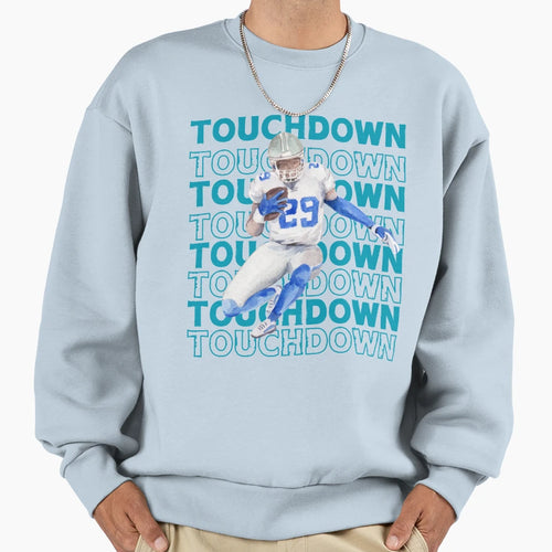 Blue Football Touchdown Sweatshirt - Casual Everyday Wear Men Women - T-Shirt, Sweatshirt, Hoodie