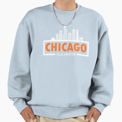 City Skyline Chicago Illinois Sweatshirt - Custom Art Print for Adults - T-Shirt, Sweatshirt, Hoodie