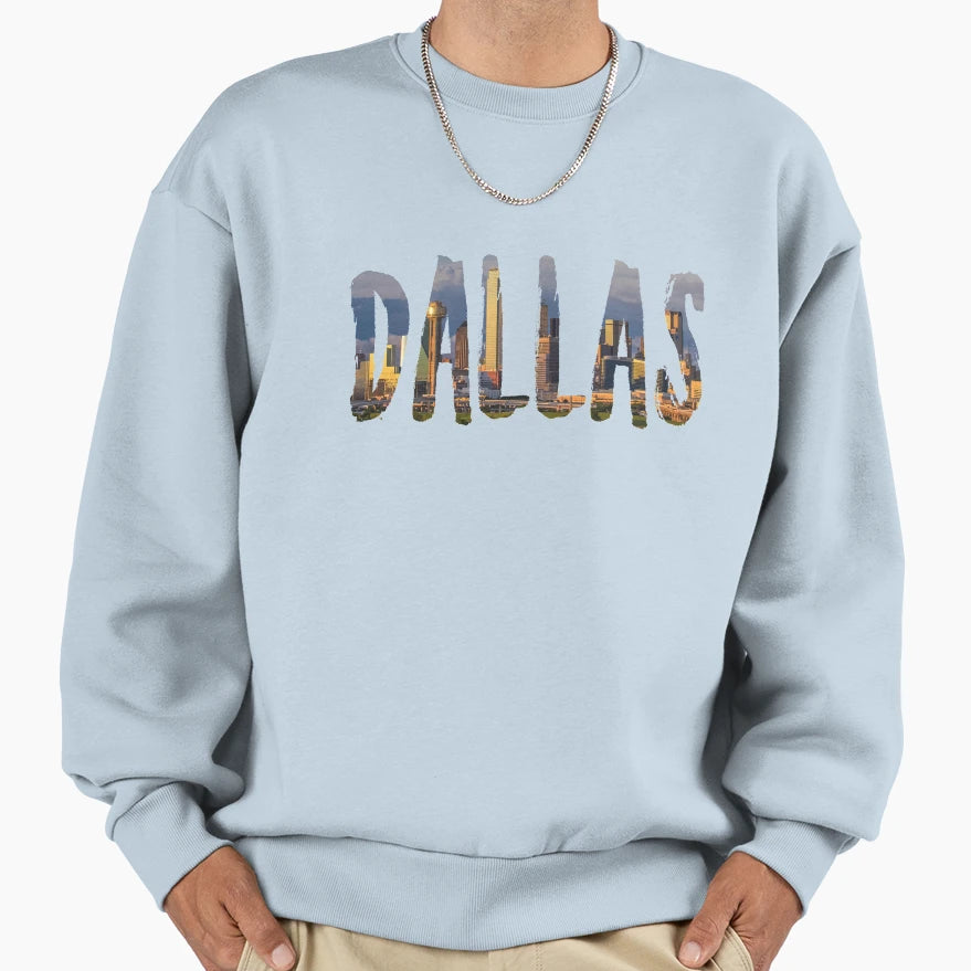 Dallas City Skyline Sweatshirt - Casual Everyday Wear Men Women - T-Shirt, Sweatshirt, Hoodie