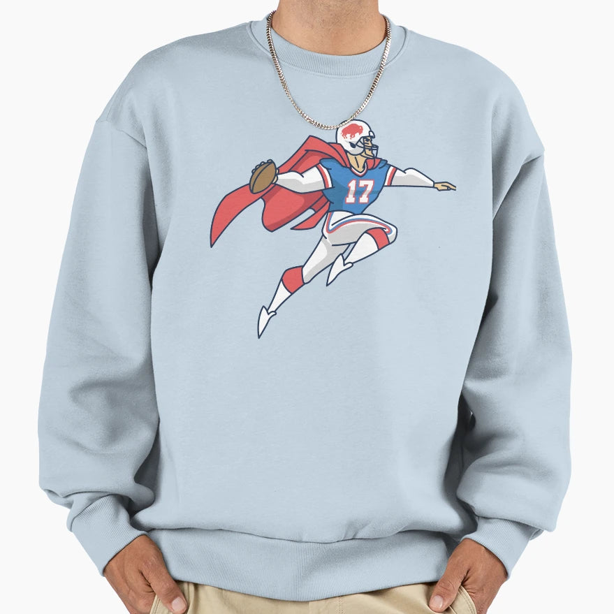 Super Josh Buffalo Football Cartoon Sweatshirt - Unique Graphic for Adults - T-Shirt, Sweatshirt, Hoodie