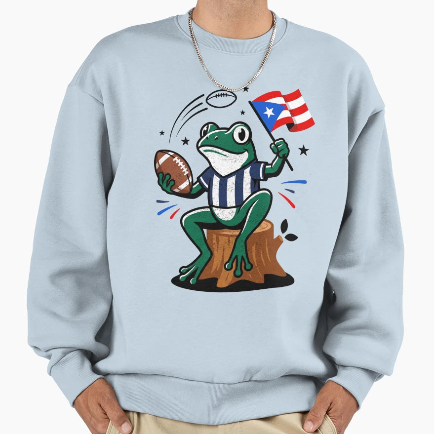Puerto Rico Coqu Frog Football Sweatshirt - Fun Novelty Design Men Women - T-Shirt, Sweatshirt, Hoodie