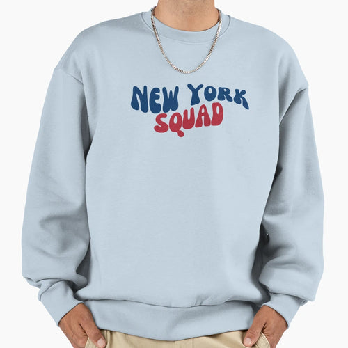 New York Squad Wave Lettering Nyc Sweatshirt - Graphic Print Men Women - T-Shirt, Sweatshirt, Hoodie