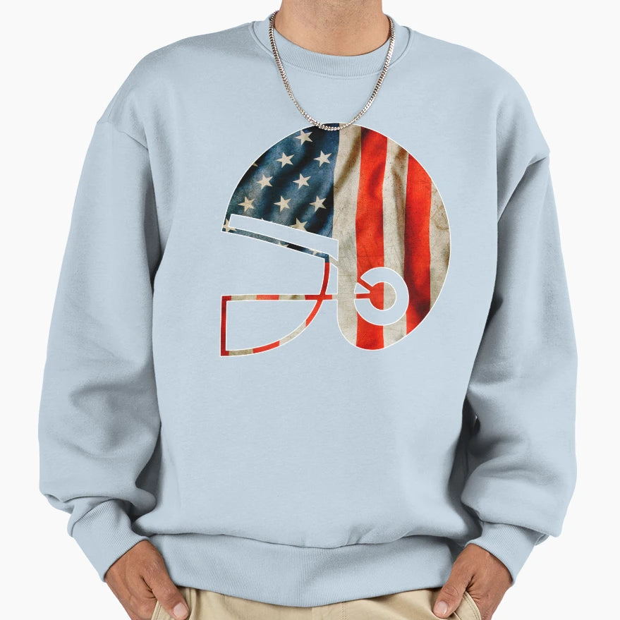 American Football Helmet Us Flag Sweatshirt - Custom Art Print for Adults - T-Shirt, Sweatshirt, Hoodie