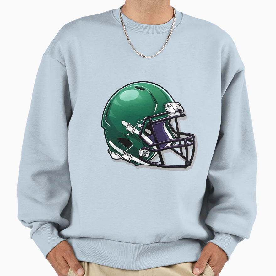 Green Football Helmet Sweatshirt - Aesthetic Graphic Men Women - T-Shirt, Sweatshirt, Hoodie