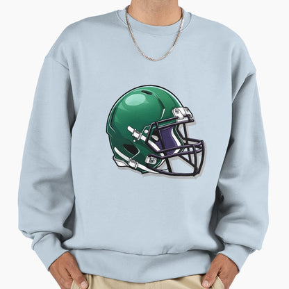 Green Football Helmet Sweatshirt - Aesthetic Graphic Men Women - T-Shirt, Sweatshirt, Hoodie