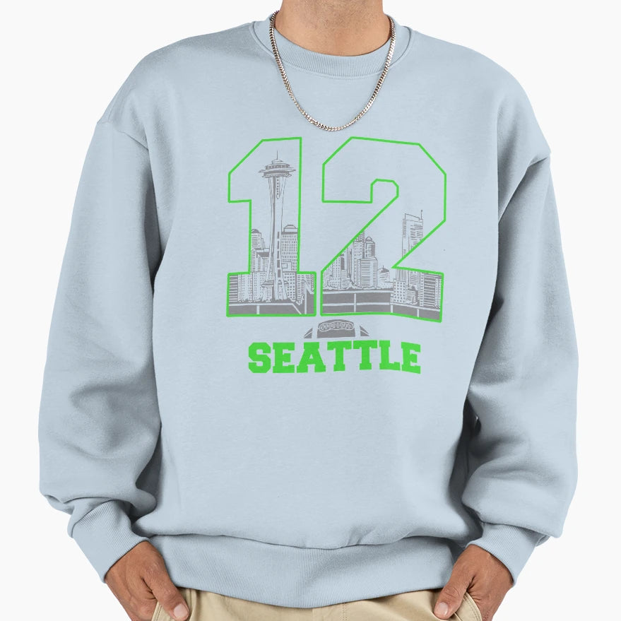 12 Seattle American Football Sweatshirt - Aesthetic Graphic Men Women - T-Shirt, Sweatshirt, Hoodie