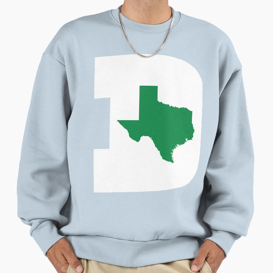 D Texas White Green Sweatshirt - Fun Novelty Design for Adults - T-Shirt, Sweatshirt, Hoodie