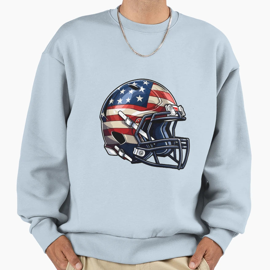 American Flag Football Helmet Sweatshirt - Minimalist Print for Adults - T-Shirt, Sweatshirt, Hoodie