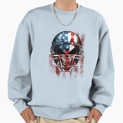 American Football Usa Flag Skull Sweatshirt - Novelty Apparel for Adults - T-Shirt, Sweatshirt, Hoodie
