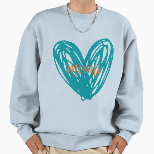 Miami Heart Sweatshirt - Novelty Apparel for Adults - T-Shirt, Sweatshirt, Hoodie