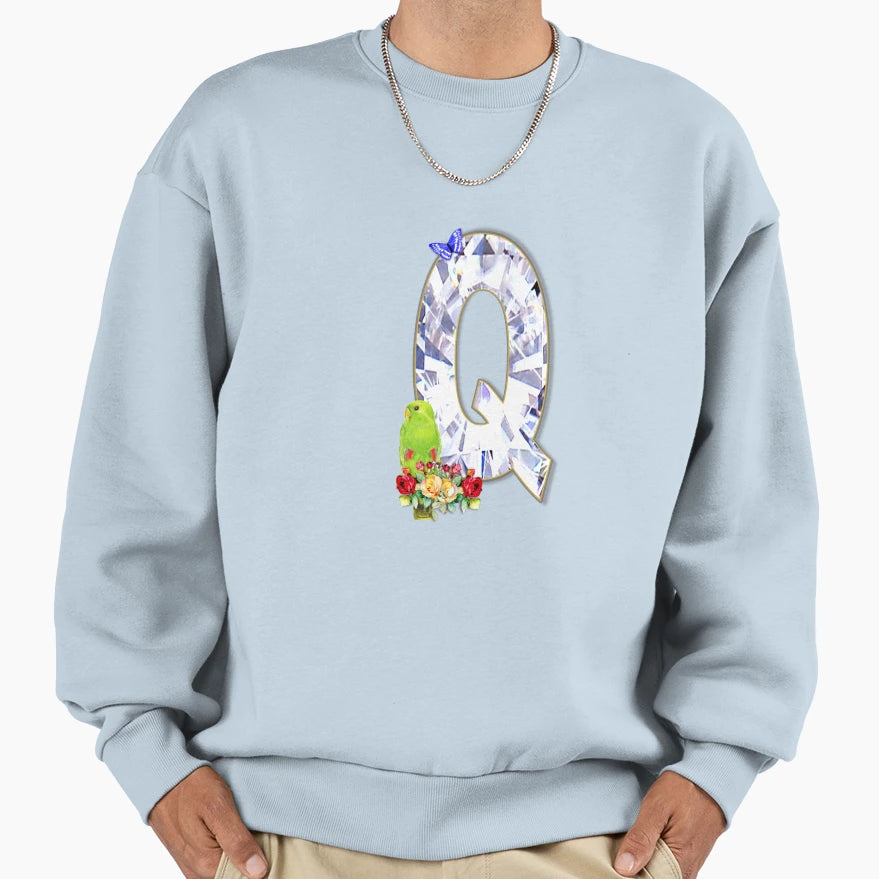 Name Initial Letter Q And Eclectus Sweatshirt - Streetwear Style Men Women - T-Shirt, Sweatshirt, Hoodie