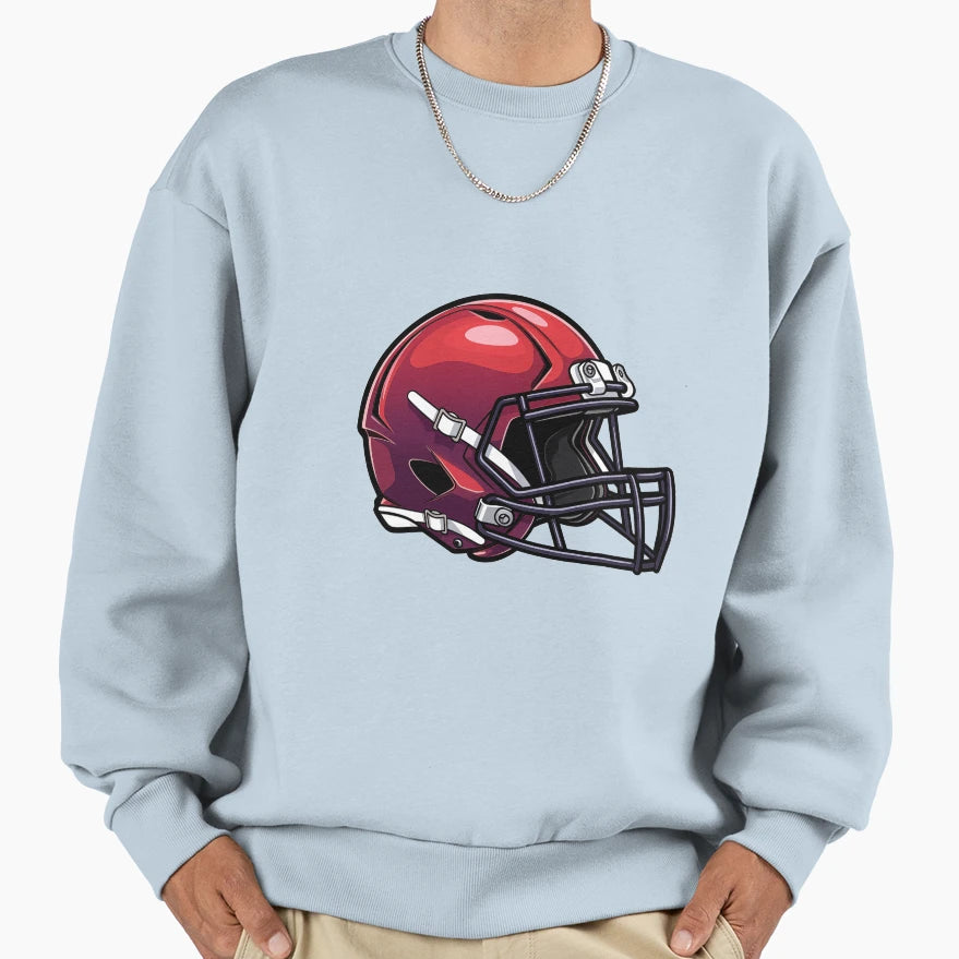 Red Football Helmet Sweatshirt - Casual Everyday Wear Men Women - T-Shirt, Sweatshirt, Hoodie