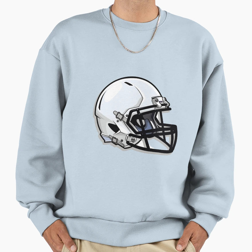 White Football Helmet Sweatshirt - Trendy Graphic for Adults - T-Shirt, Sweatshirt, Hoodie