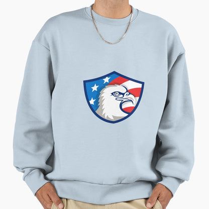 Bald Eagle Head Usa Flag Shield Sweatshirt - Trendy Graphic for Adults - T-Shirt, Sweatshirt, Hoodie