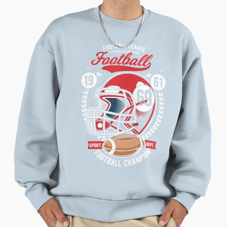 Football League Helmet Sweatshirt - Minimalist Print for Adults - T-Shirt, Sweatshirt, Hoodie
