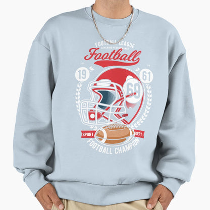 Football League Helmet Sweatshirt - Minimalist Print for Adults - T-Shirt, Sweatshirt, Hoodie