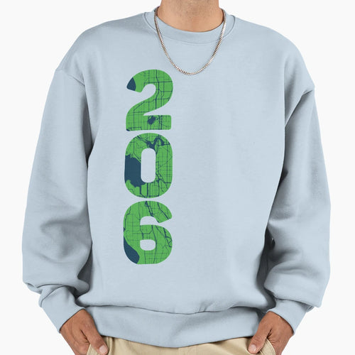 Seattle Wa City Map And 206 Area Code Sweatshirt - Custom Art Print Unisex - T-Shirt, Sweatshirt, Hoodie