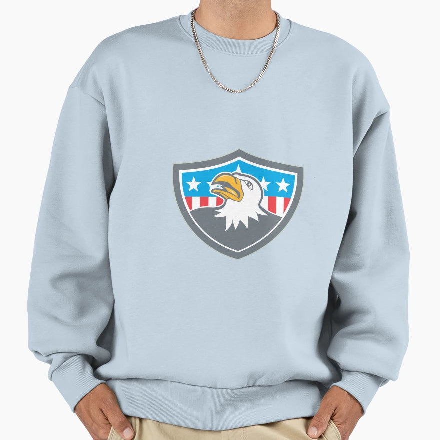 American Bald Eagle Head Flag Shield Sweatshirt - Graphic Print Unisex - T-Shirt, Sweatshirt, Hoodie