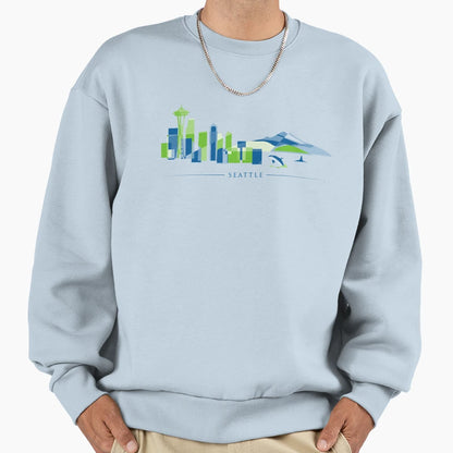 Seattle Skyline Space Needle Mt Sweatshirt - Minimalist Print Unisex - T-Shirt, Sweatshirt, Hoodie
