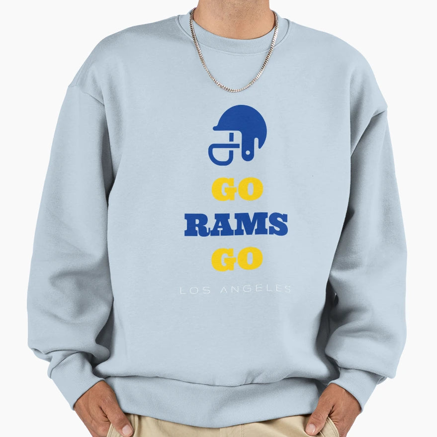 Go Rams Go Helmet And Team Colors Sweatshirt - Streetwear Style Men Women - T-Shirt, Sweatshirt, Hoodie