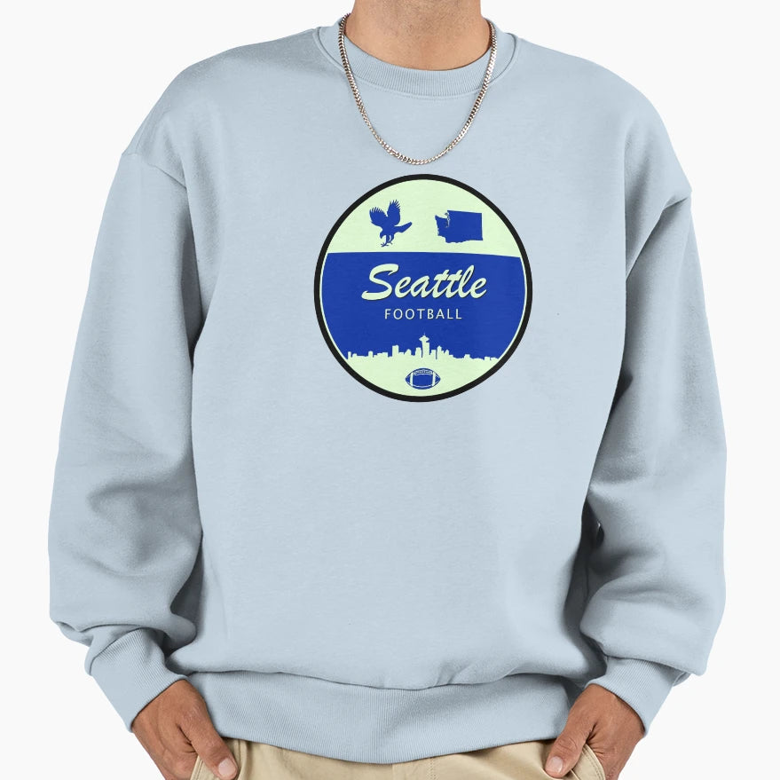 Seattle Football Minimal Circle Sweatshirt - Custom Art Print Unisex - T-Shirt, Sweatshirt, Hoodie