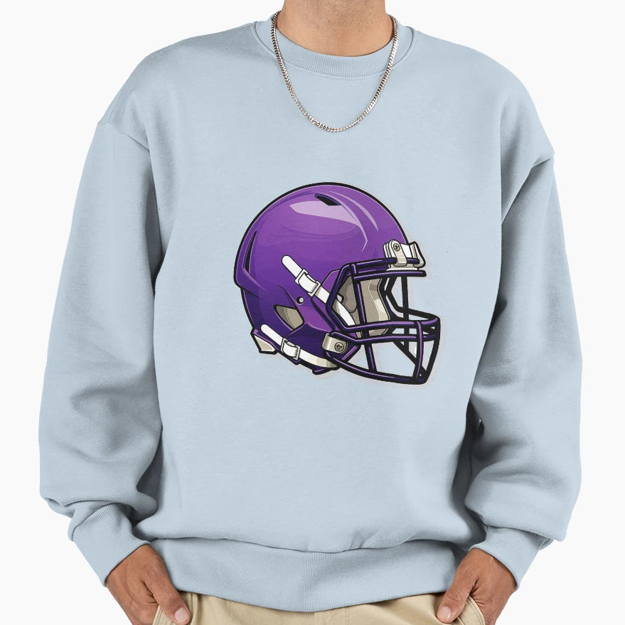 Purple Football Helmet Sweatshirt - Trendy Graphic for Adults - T-Shirt, Sweatshirt, Hoodie