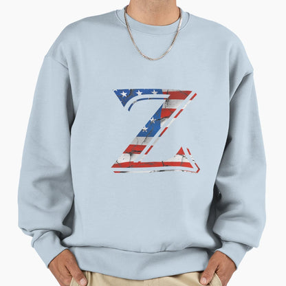 Letter Z Usa Flag Patriotic Wink Sweatshirt - Fun Novelty Design Unisex - T-Shirt, Sweatshirt, Hoodie