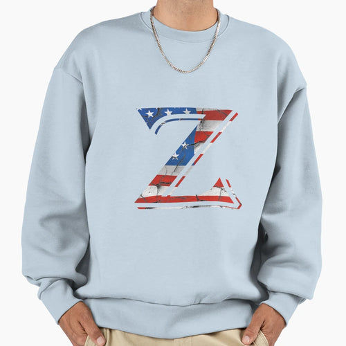 Letter Z Usa Flag Patriotic Wink Sweatshirt - Fun Novelty Design Unisex - T-Shirt, Sweatshirt, Hoodie