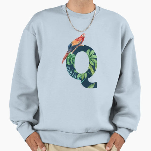 Tropical Background Floral Letter Q Sweatshirt - Unique Graphic for Adults - T-Shirt, Sweatshirt, Hoodie