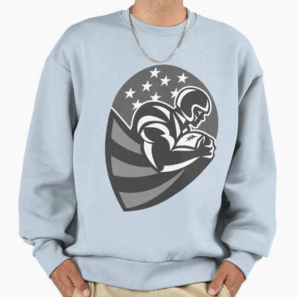 American Football Running Ball Grayscale Sweatshirt - Trendy Graphic Unisex - T-Shirt, Sweatshirt, Hoodie