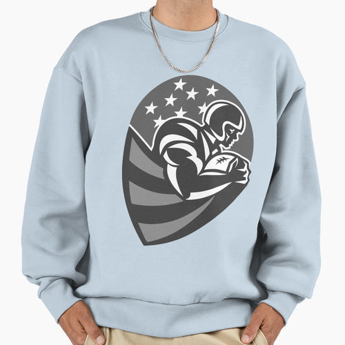 American Football Running Ball Grayscale Sweatshirt - Trendy Graphic Unisex - T-Shirt, Sweatshirt, Hoodie