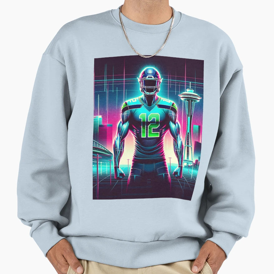 Synthwave Seattle Sweatshirt - Custom Art Print Men Women - T-Shirt, Sweatshirt, Hoodie